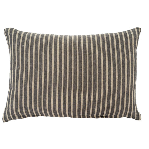 Grey Pinstripe Linen Pillow