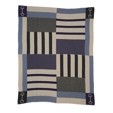 Blue Equestrian Stripe Stable Throw