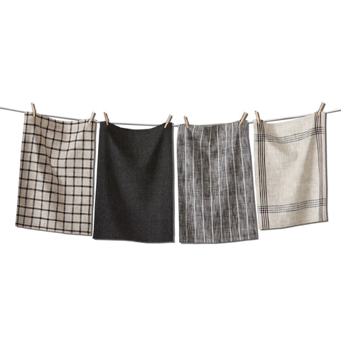 Black Ink Woven Dish Towel Set of 4