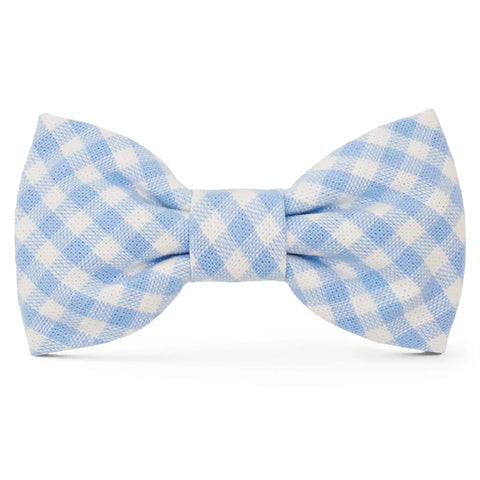 Sky Blue Gingham Bow Tie