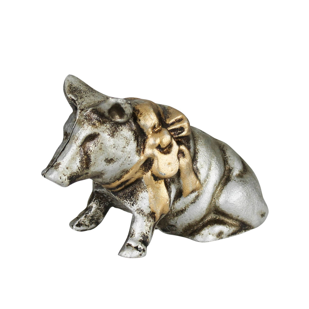Cast Iron Pig with Ribbon