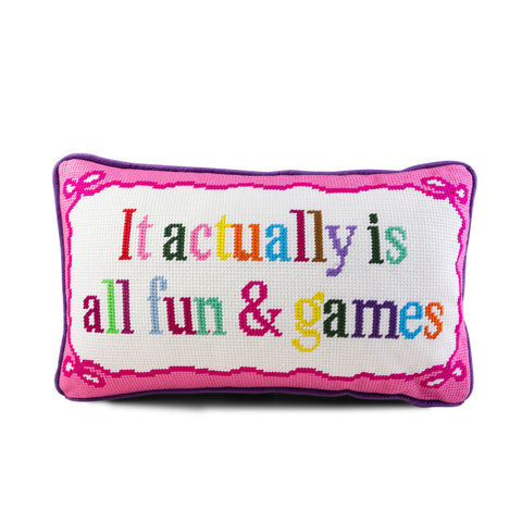 All Fun & Games Needlepoint Pillow