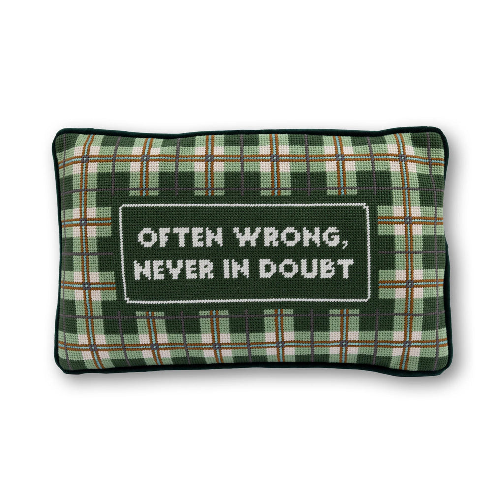 Often Wrong Needlepoint Pillow