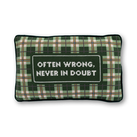 Often Wrong Needlepoint Pillow