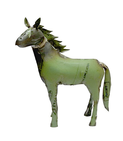 Recycled Metal Green Horse