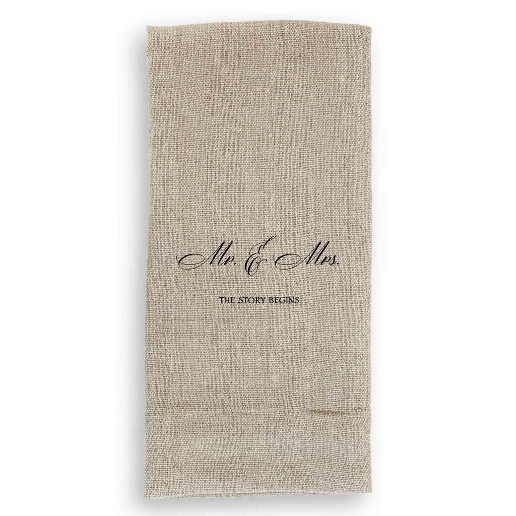 Mr. & Mrs. - The Story Begins Linen Tea Towel