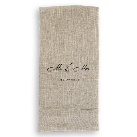 Mr. & Mrs. - The Story Begins Linen Tea Towel