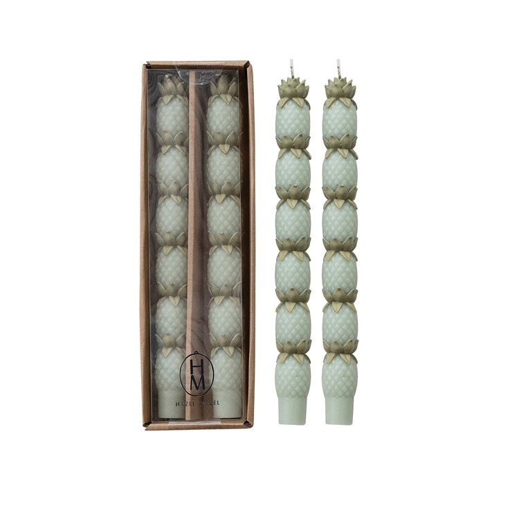 Sage Pineapple Candle Sticks (Set of 2)