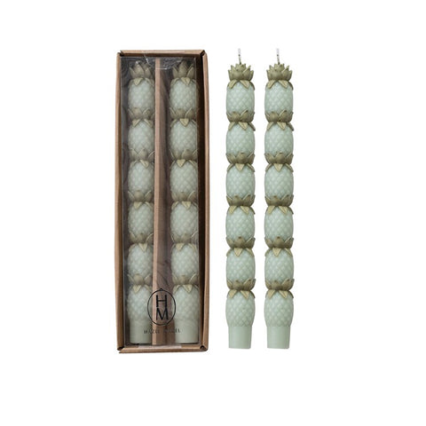 Sage Pineapple Candle Sticks (Set of 2)
