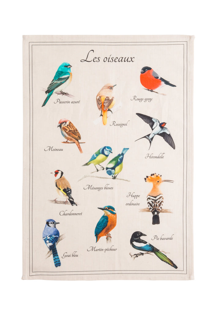 French Birds Tea Towel