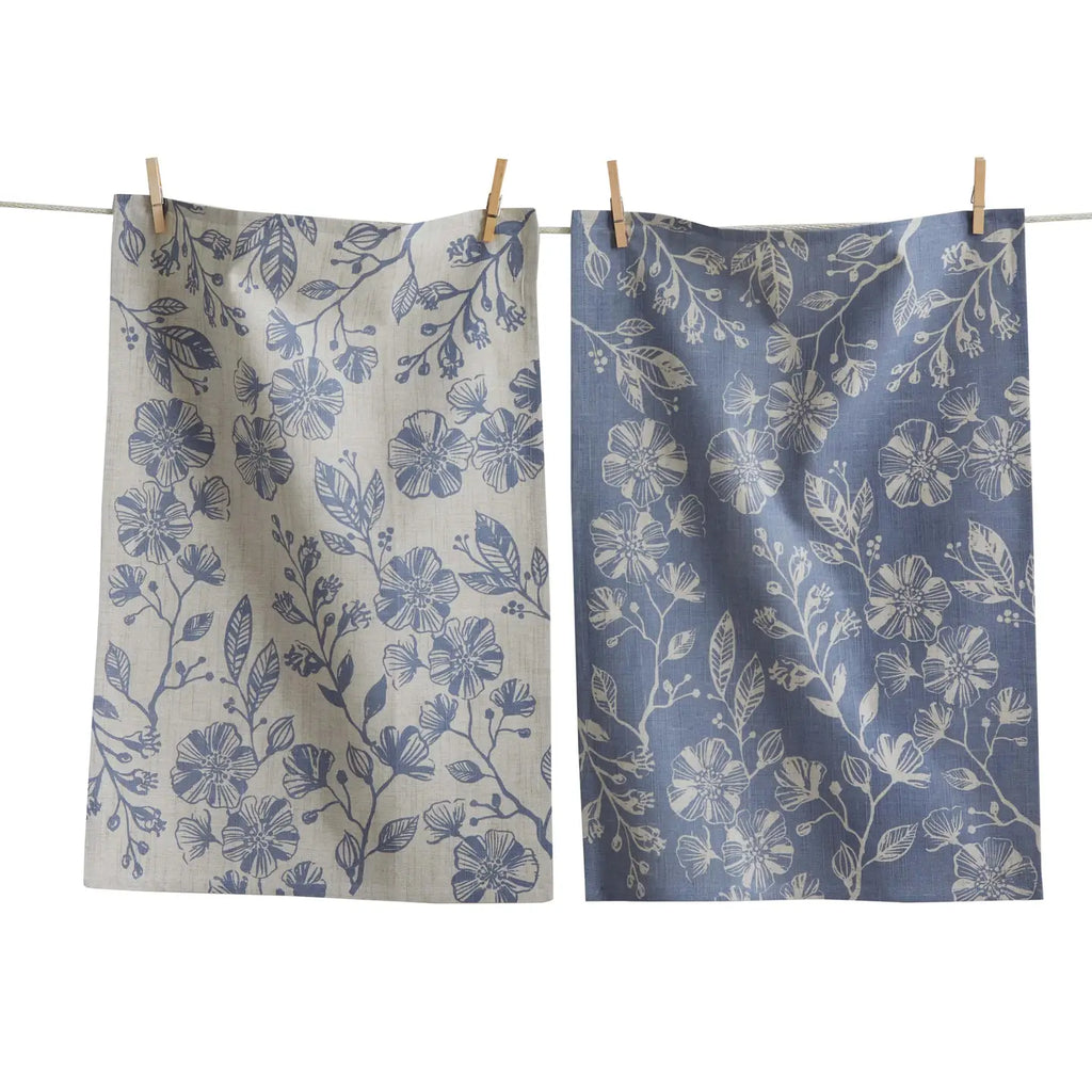 Denim Vines & Flowers Dish Towels (Set of 2)