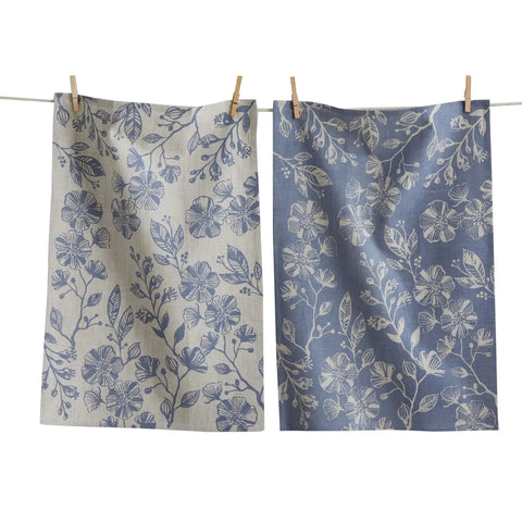 Denim Vines & Flowers Dish Towels (Set of 2)