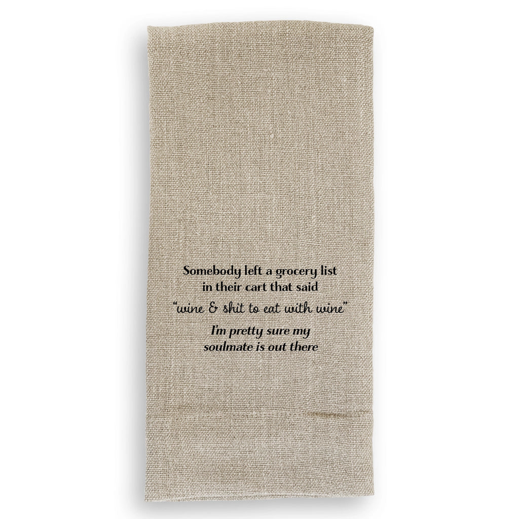 Grocery List Soulmate Linen Tea Towel
