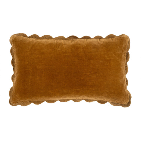 Terracotta Velvet Scalloped Edge Pillow