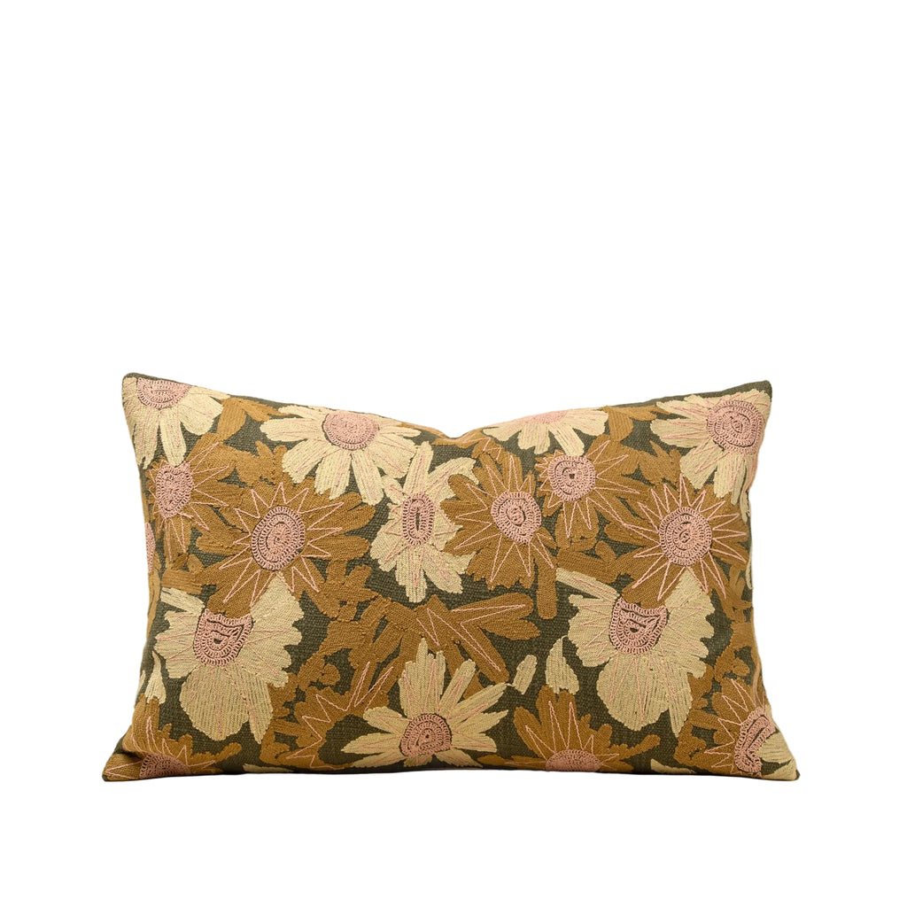 Flower Grove Embroidered Pillow 16x24