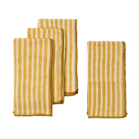 Set of 4 Sun Stripe Block Print Napkins