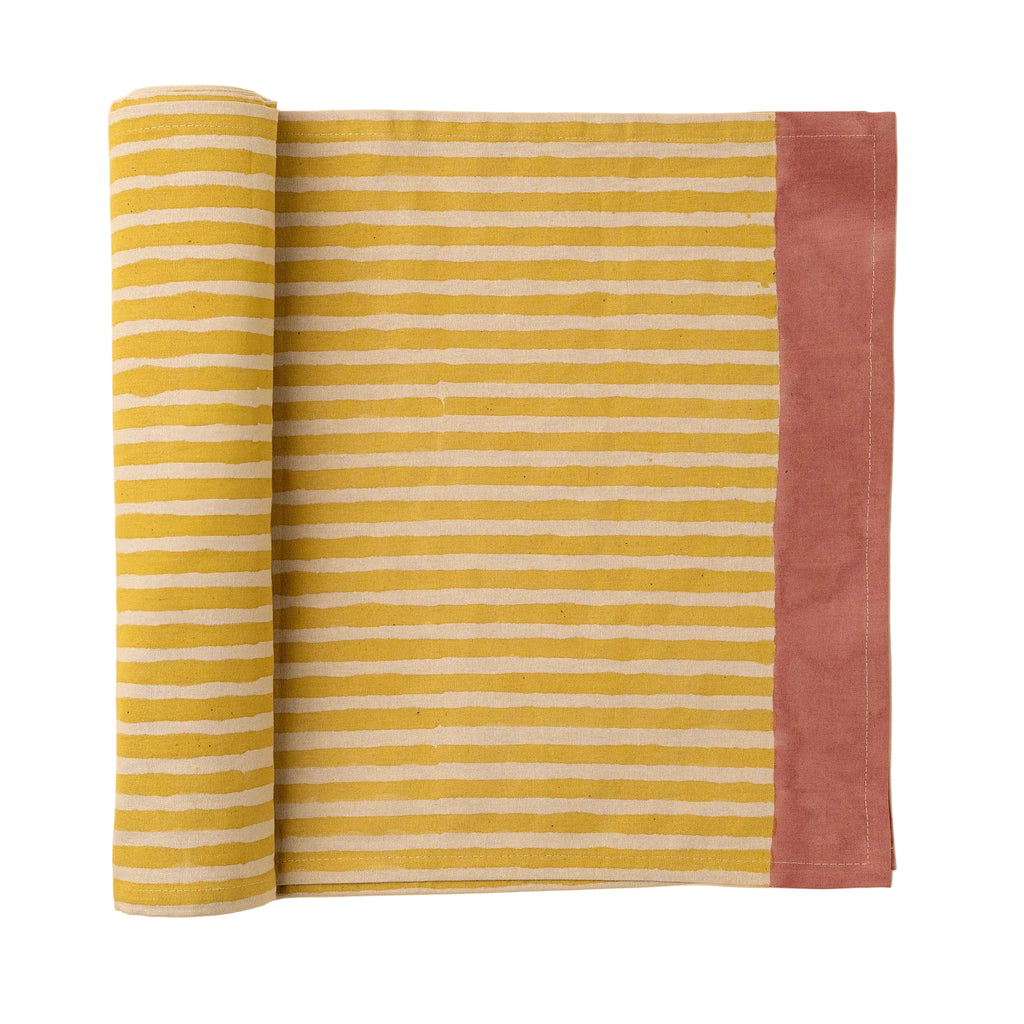Sun Stripe Block Print Table Runner
