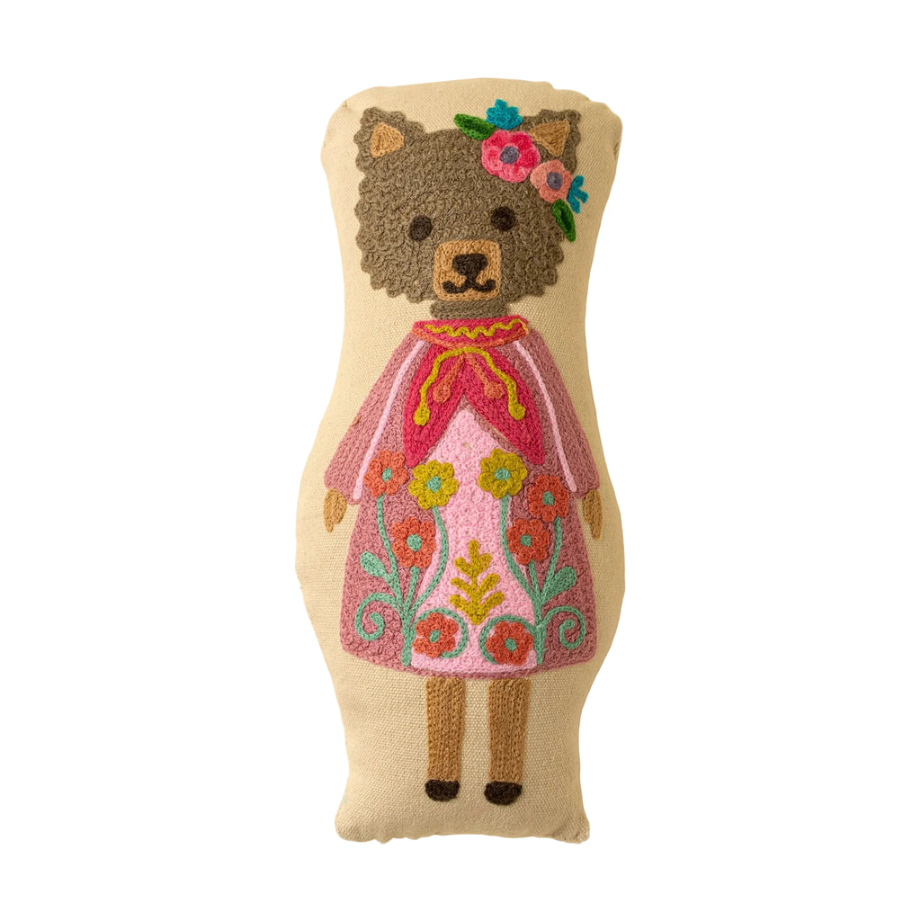 Embroidered Bear Pillow
