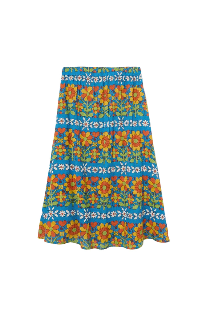 Orange Floral Midi Skirt