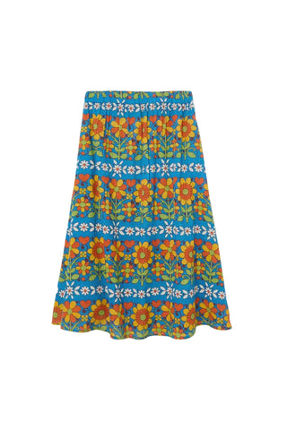 Orange Floral Midi Skirt