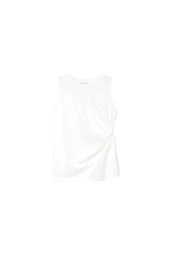 Sleeveless Ruched White T