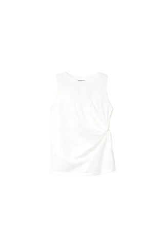 Sleeveless Ruched White T