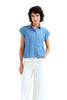 Chambray Flower Button Short Sleeve Shirt