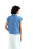 Chambray Flower Button Short Sleeve Shirt