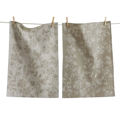 Natural Vines & Flowers Dish Towels (Set of 2)