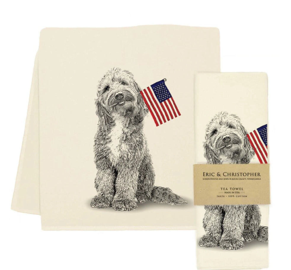 Labradoodle Flag Tea Towel