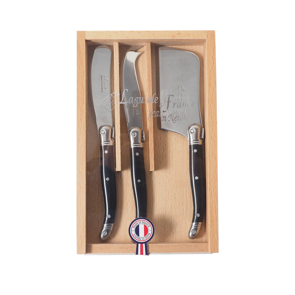 Laguiole Mini Black Cheese Knives Set