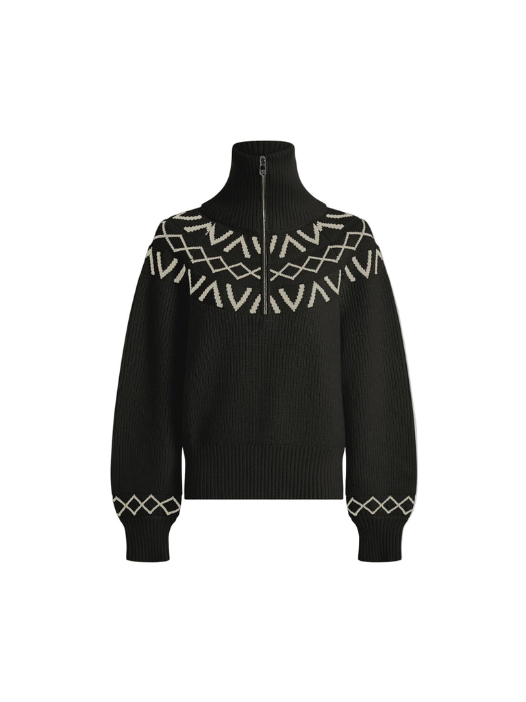 Sigrid Fairisle Black Half Zip