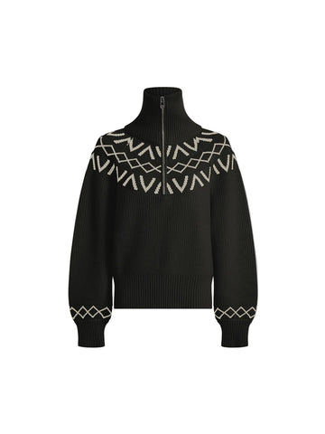 Sigrid Fairisle Black Half Zip