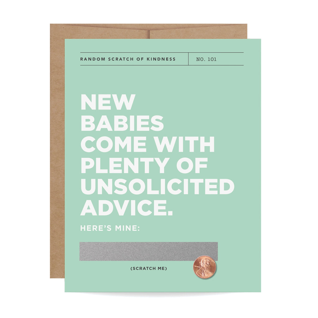 New Baby Unsolicited Advice Scratch Off Card