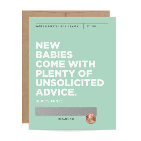 New Baby Unsolicited Advice Scratch Off Card