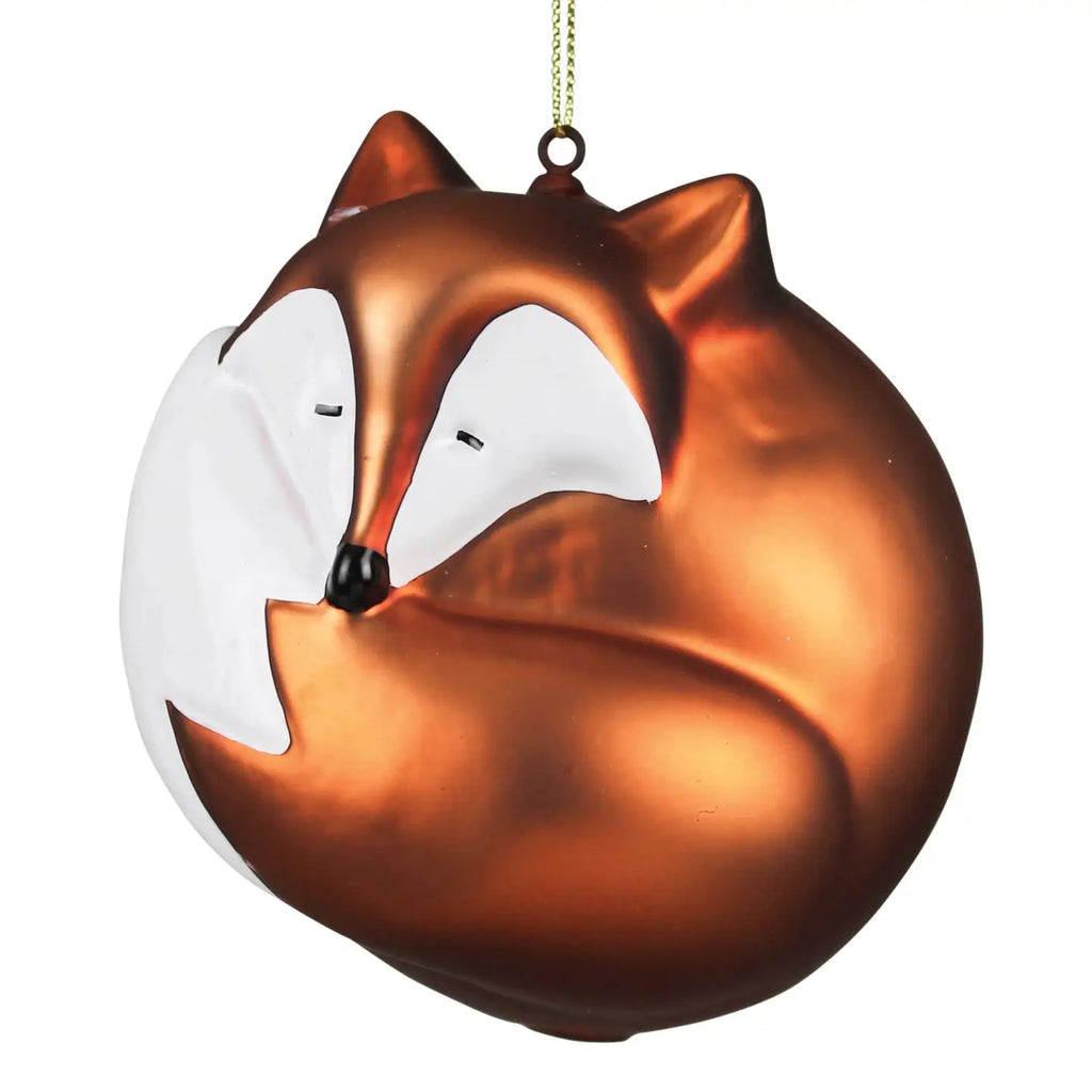 Sleeping Fox Glass Ornament