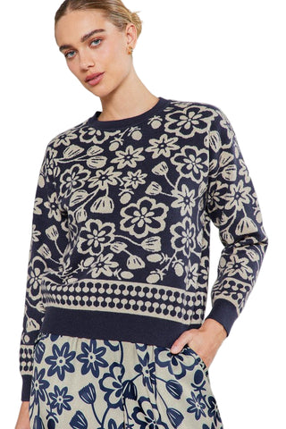 Navy Floral Sweater