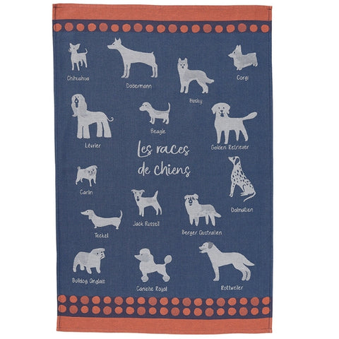 Dog Breeds French Tea Towel
