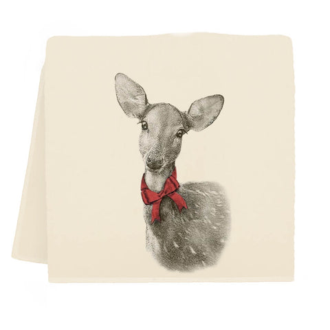 Fawn with Bow Tea Towel