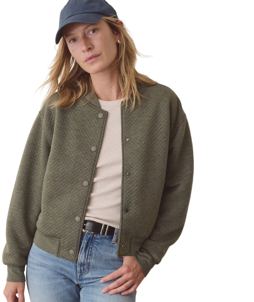 Olive Heather Quilted Bomber