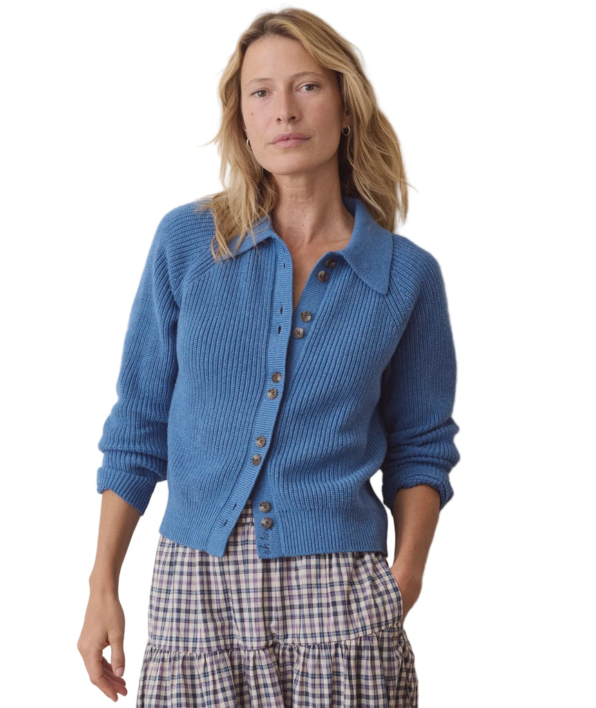 Parker Coronet Blue Collared Cardigan