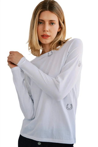 Embroidered Horse Shoe Long Sleeve T-shirt