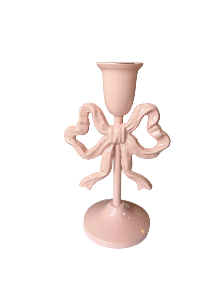 Small Pink Bow Candlestick