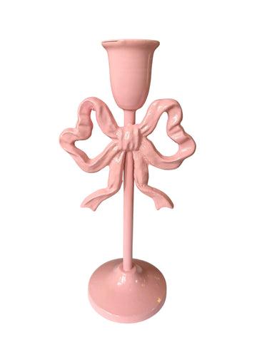 Large Pink Bow Candlestick