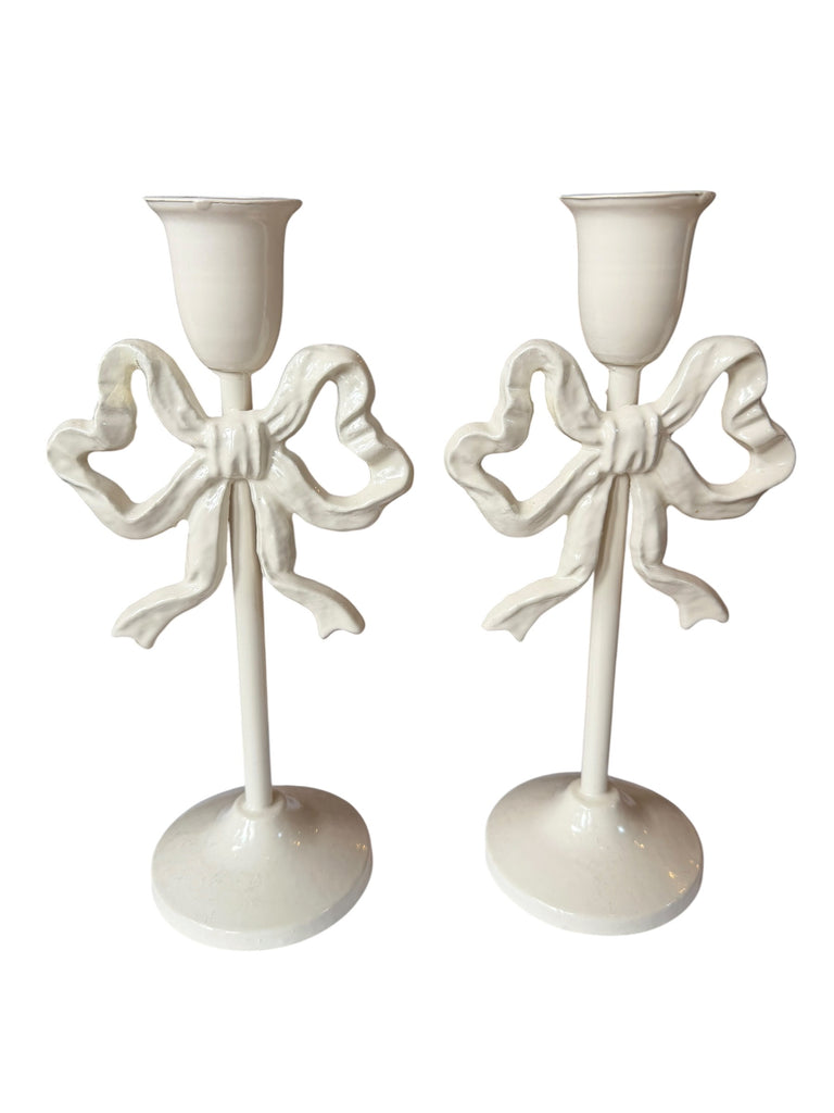 Ivory Bow Candle Holder