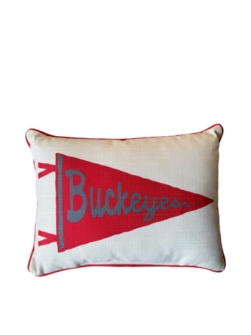 Buckeyes Pennant Pillow w/ Red Piping