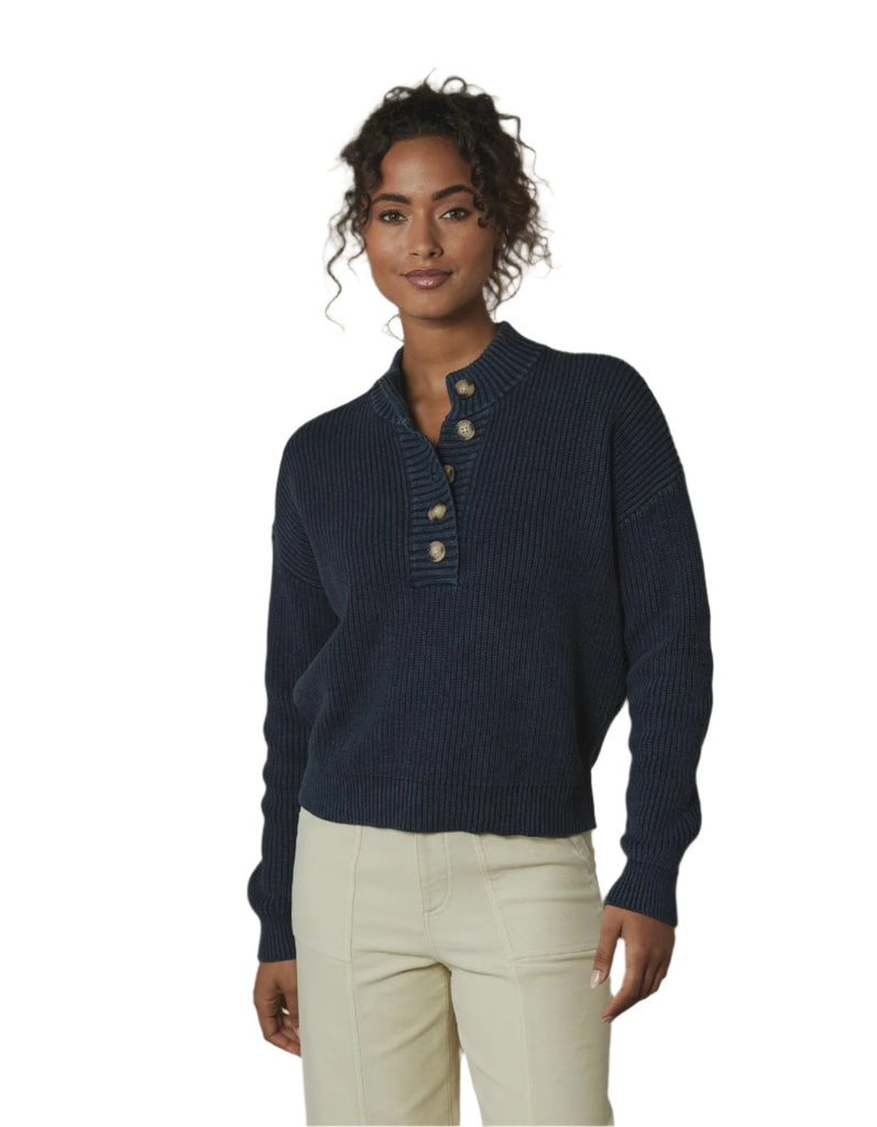 Indigo Washed Popover Sweater