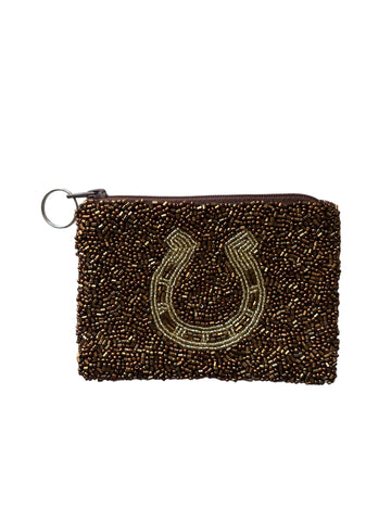 Gold Horse Shoe Beaded Coin Purse