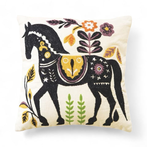 Embroidered Horse Pillow