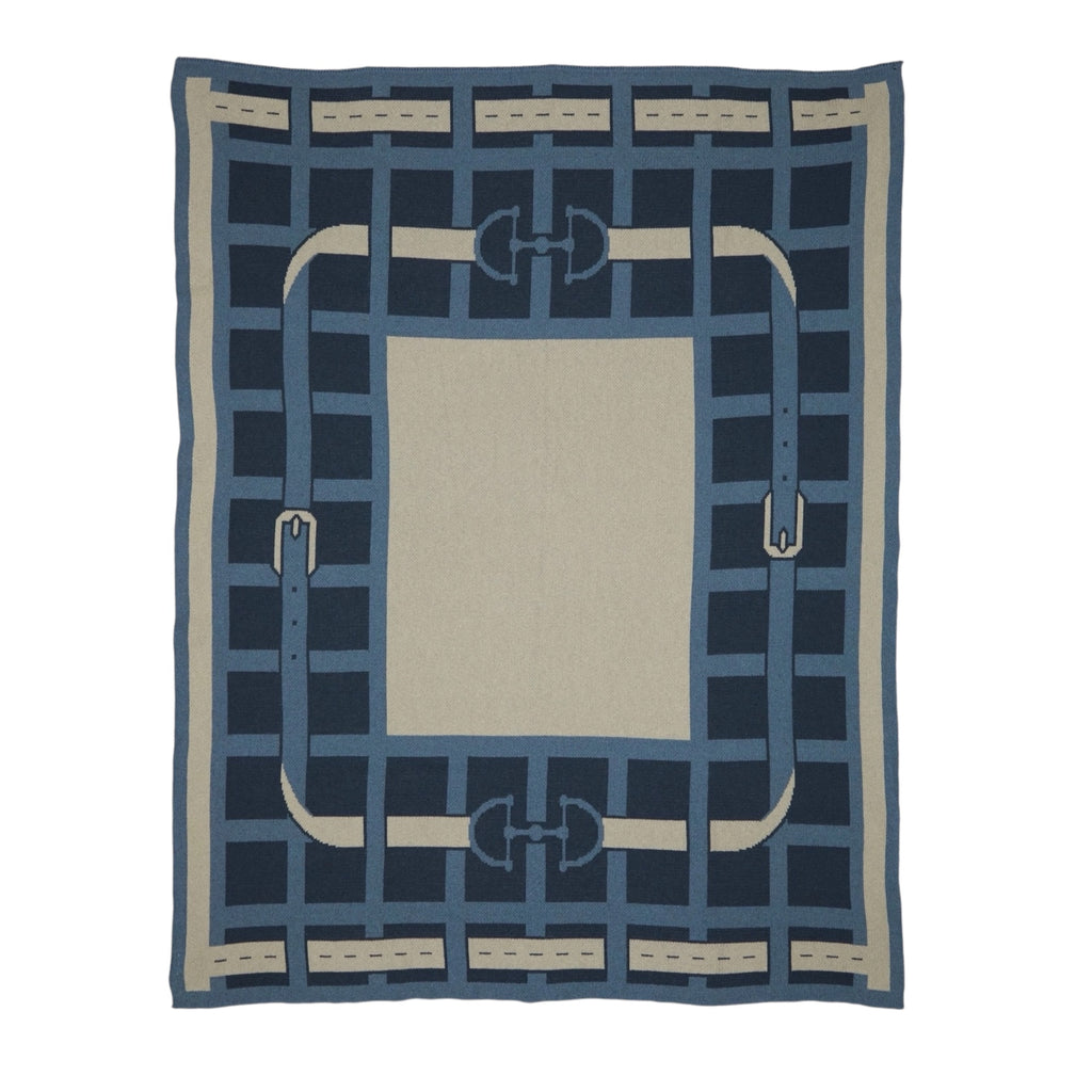 Navy Equestrian Lattice Throw